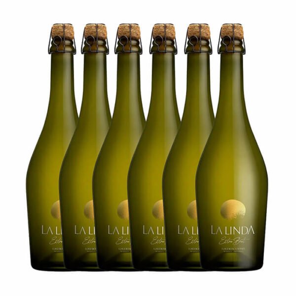 caixa com 6 garrafas espumante extra brut la linda